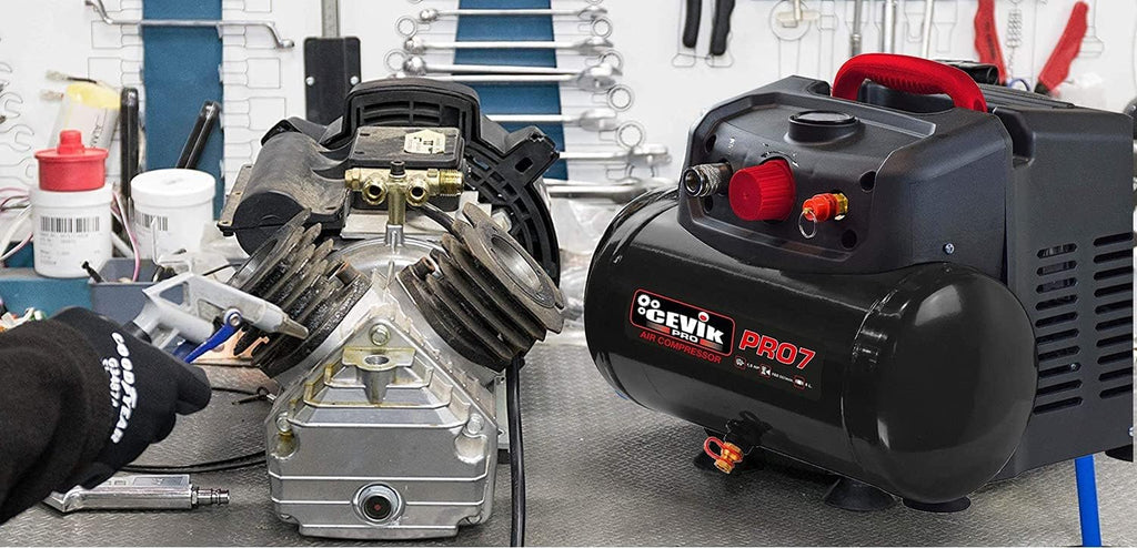 CEVIK PRO - CA-PRO7N - Compresor Aire Portatil Monoblock - 75 Db - 6 Litros - 1.5HP - Máx 8 Bar - 160 L/Min - Sin Aceite - Compacto Y Portátil - Compresor De Pintura Y Neumática