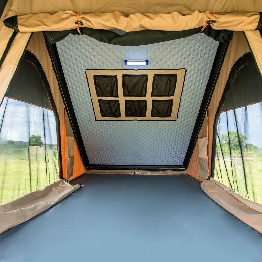 Trustmade Scout Max Black Hard Shell Beige Rooftop Tent with Roof Rack