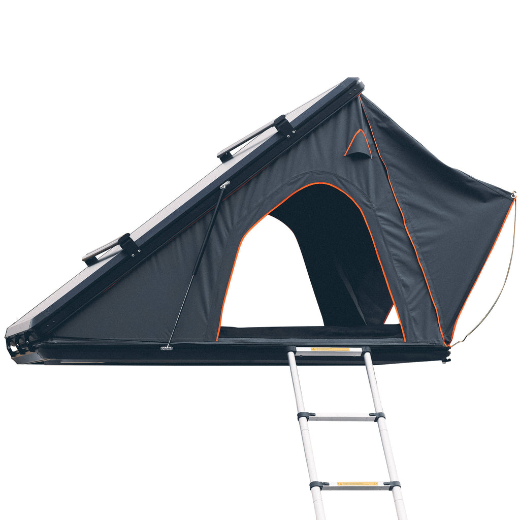 Trustmade Scout plus Triangle Aluminum Black Hard Shell Dark Gray Rooftop Tent with Roof Rack