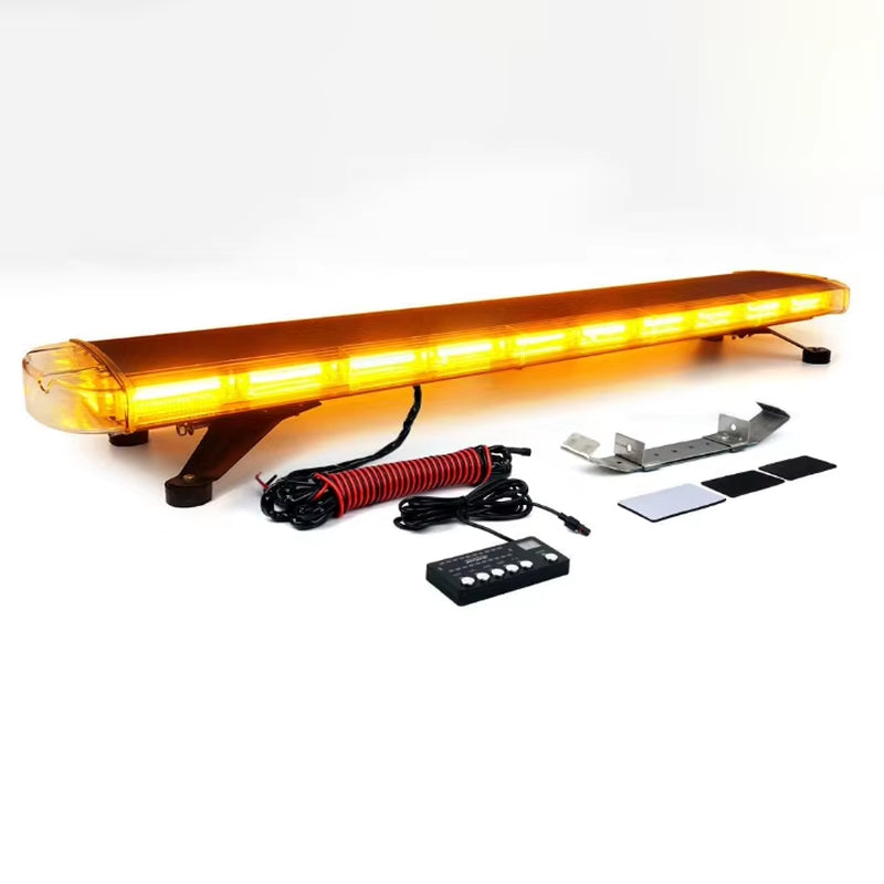 47 Inch COB LED Amber Rooftop Emergency Strobe Lights Bar W/Adjustable Mounting Brackets Hazard Warning Flashing Lighting